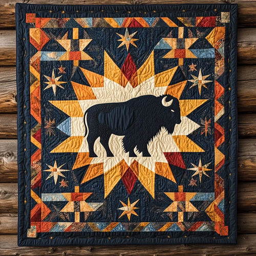 Golden Ridge Bison Quilt Blanket