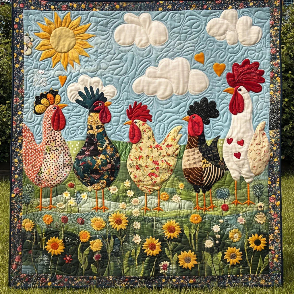 Golden Rooster Quilt Blanket - Quilted Blanket by Wild and Way