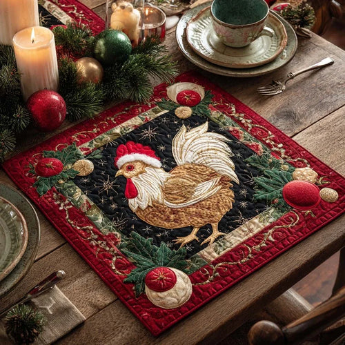 Golden Rooster Quilted Table Topper