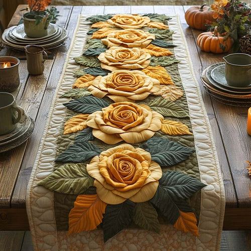 Golden Roses Quilted Table Runner