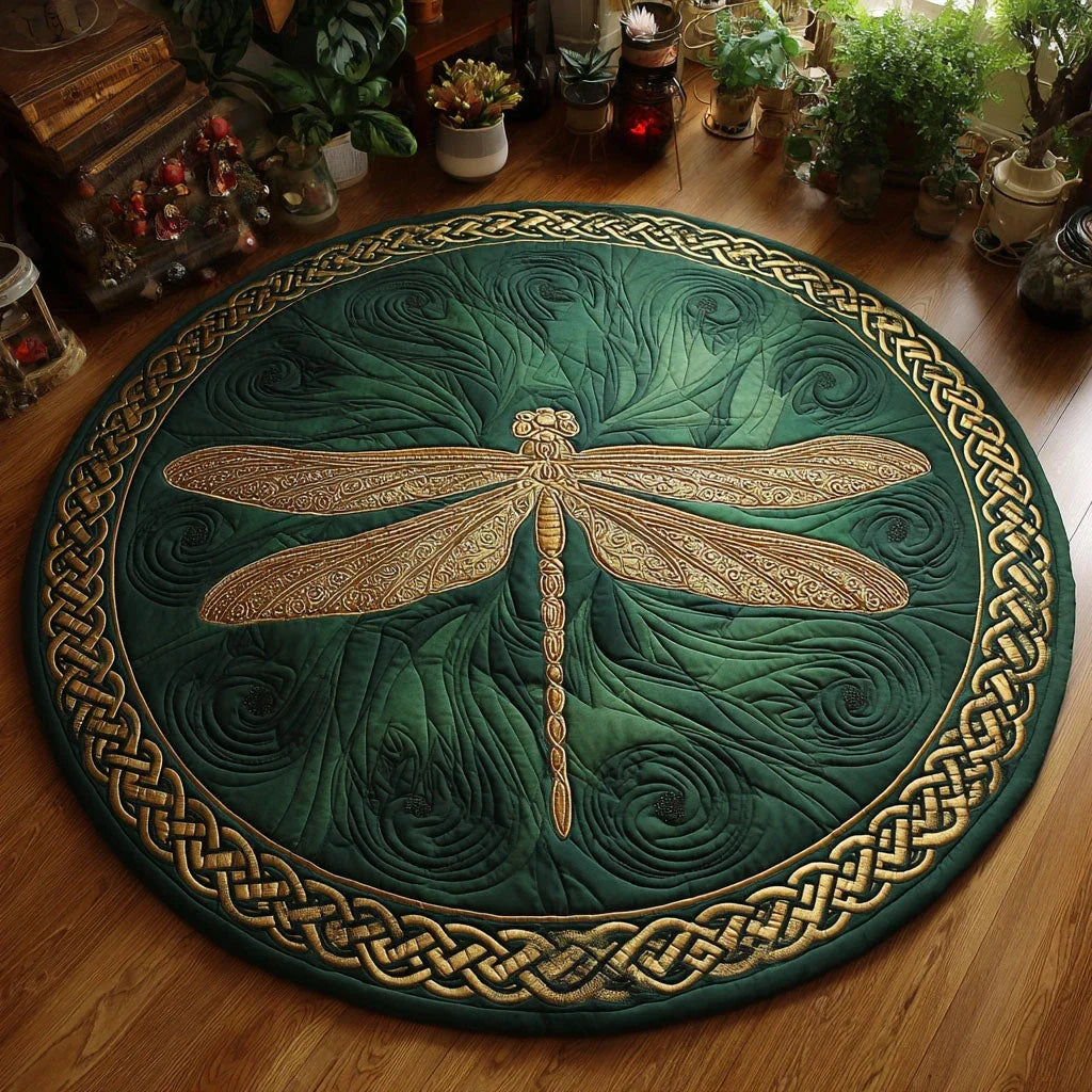 Golden Serenity Quilted Round Mat
