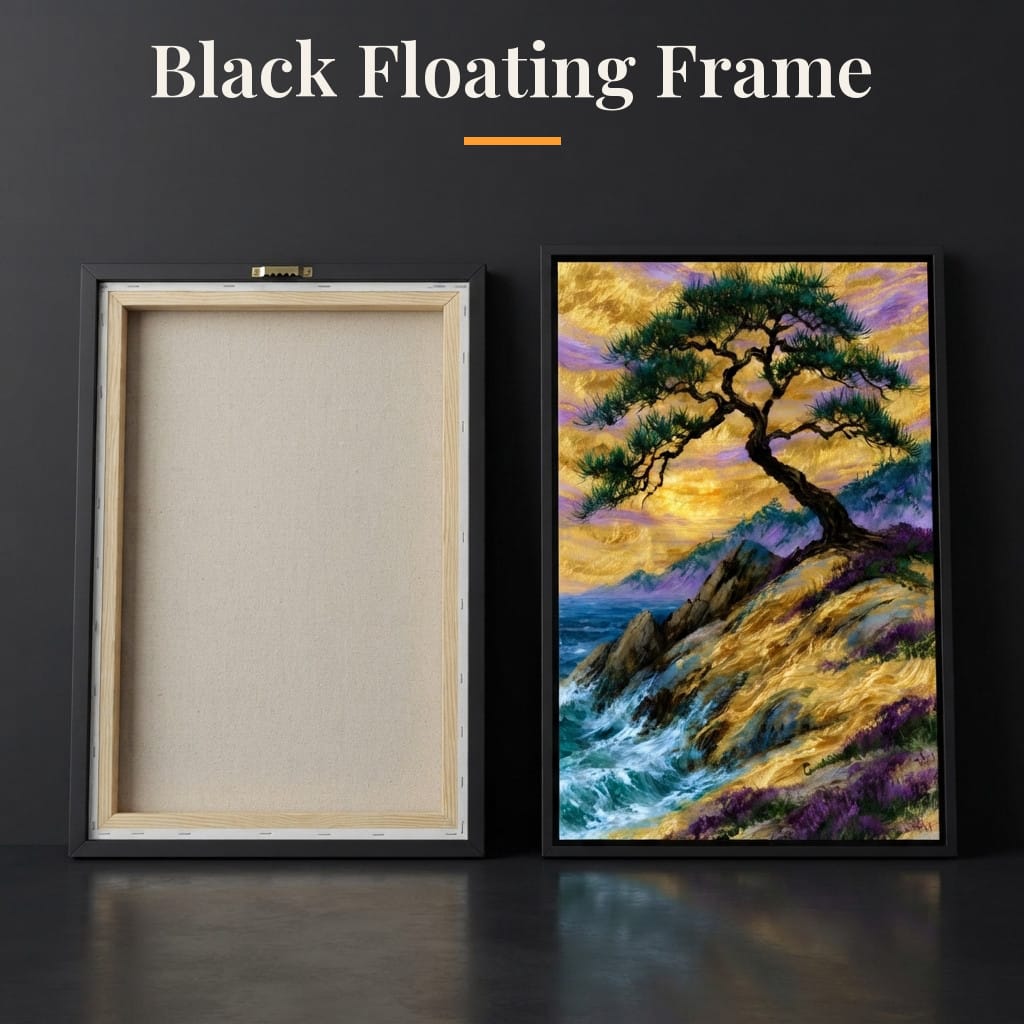 Golden Shoreline Beneath An Ancient Pine Canvas Wall Art