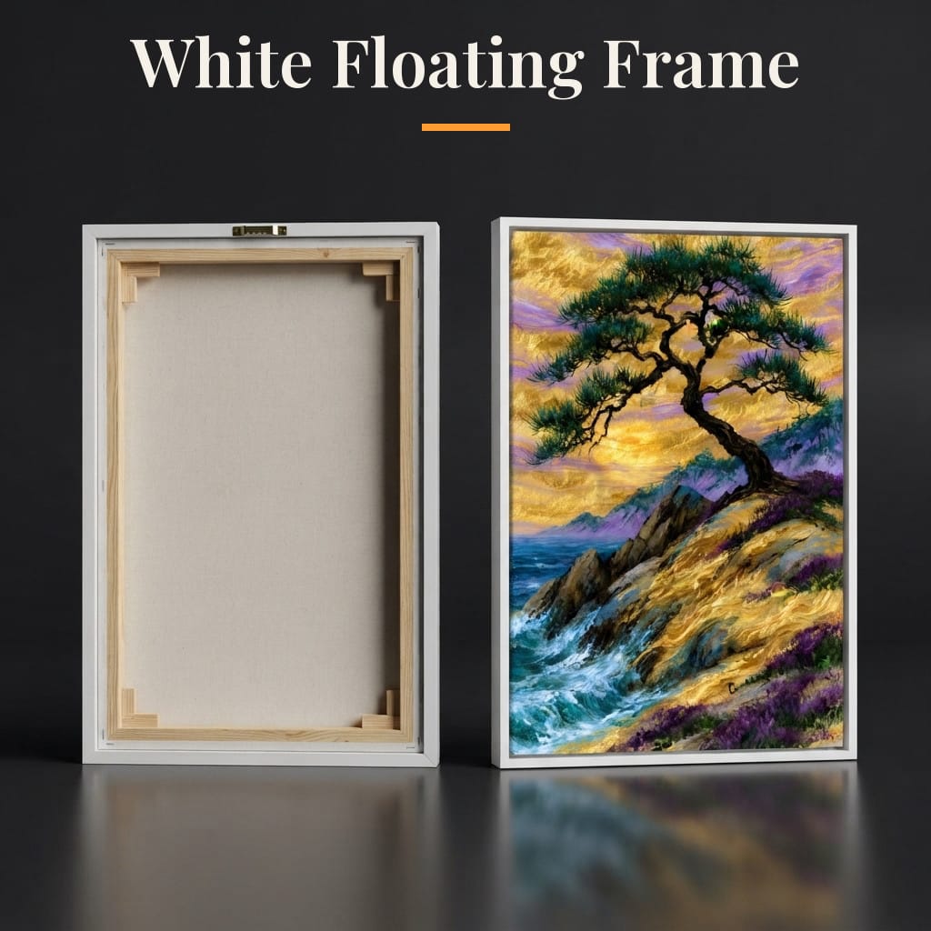 Golden Shoreline Beneath An Ancient Pine Canvas Wall Art