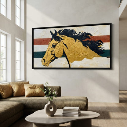 Golden Stallion Portrait Canvas Wall Art