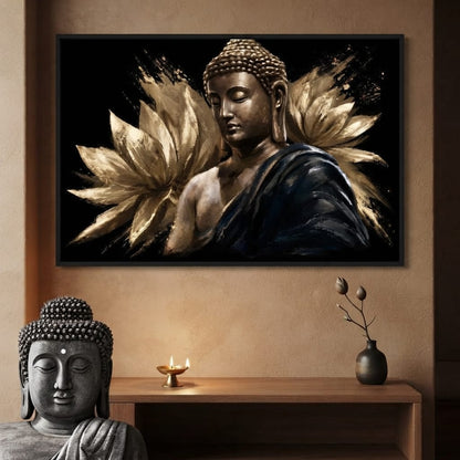 Golden Stillness Beyond The Lotus Canvas Wall Art