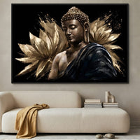 Golden Stillness Beyond The Lotus Canvas Wall Art