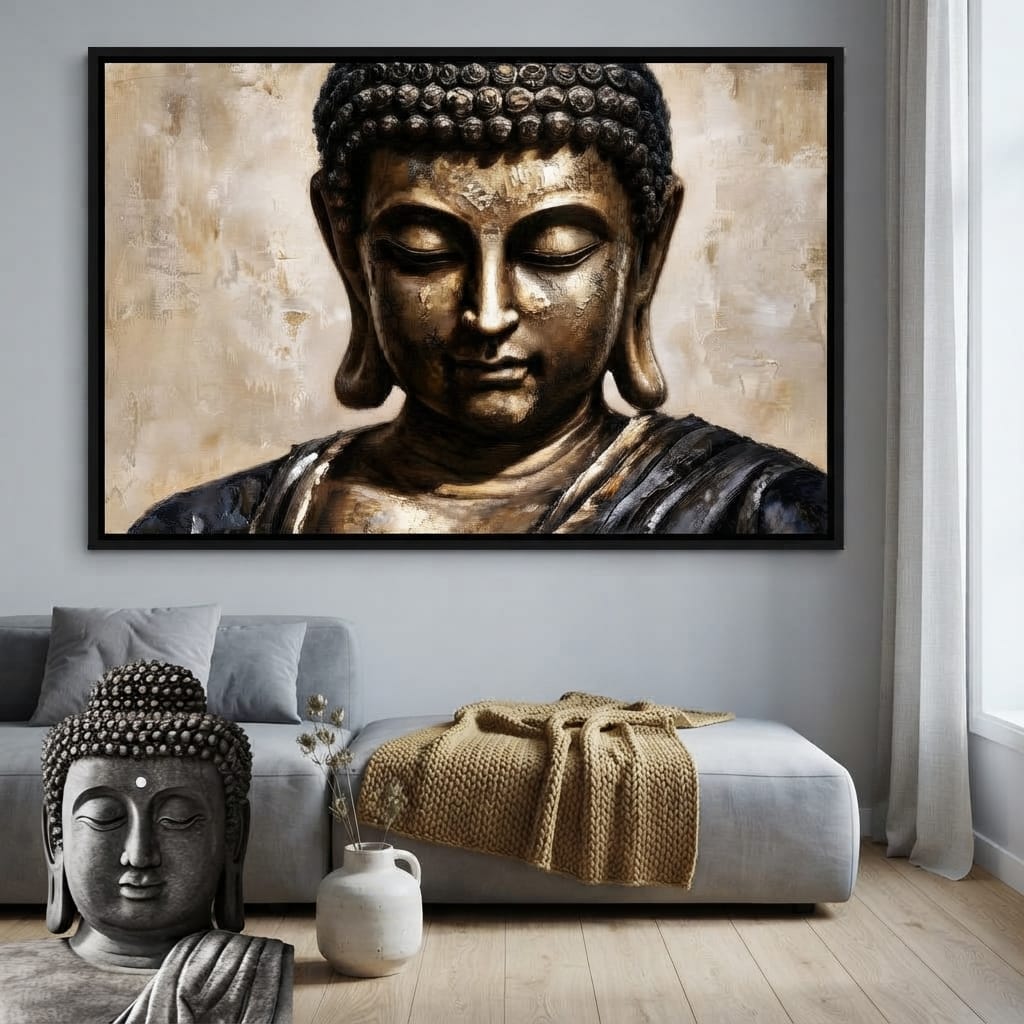 Golden Stillness Of Inner Reflection Canvas Wall Art