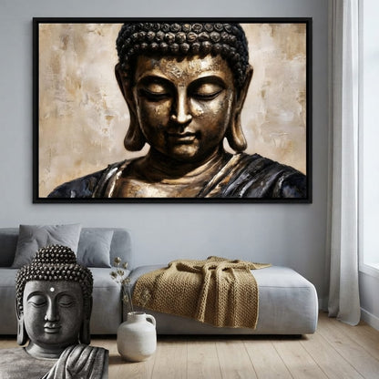 Golden Stillness Of Inner Reflection Canvas Wall Art
