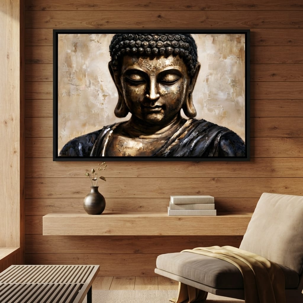 Golden Stillness Of Inner Reflection Canvas Wall Art