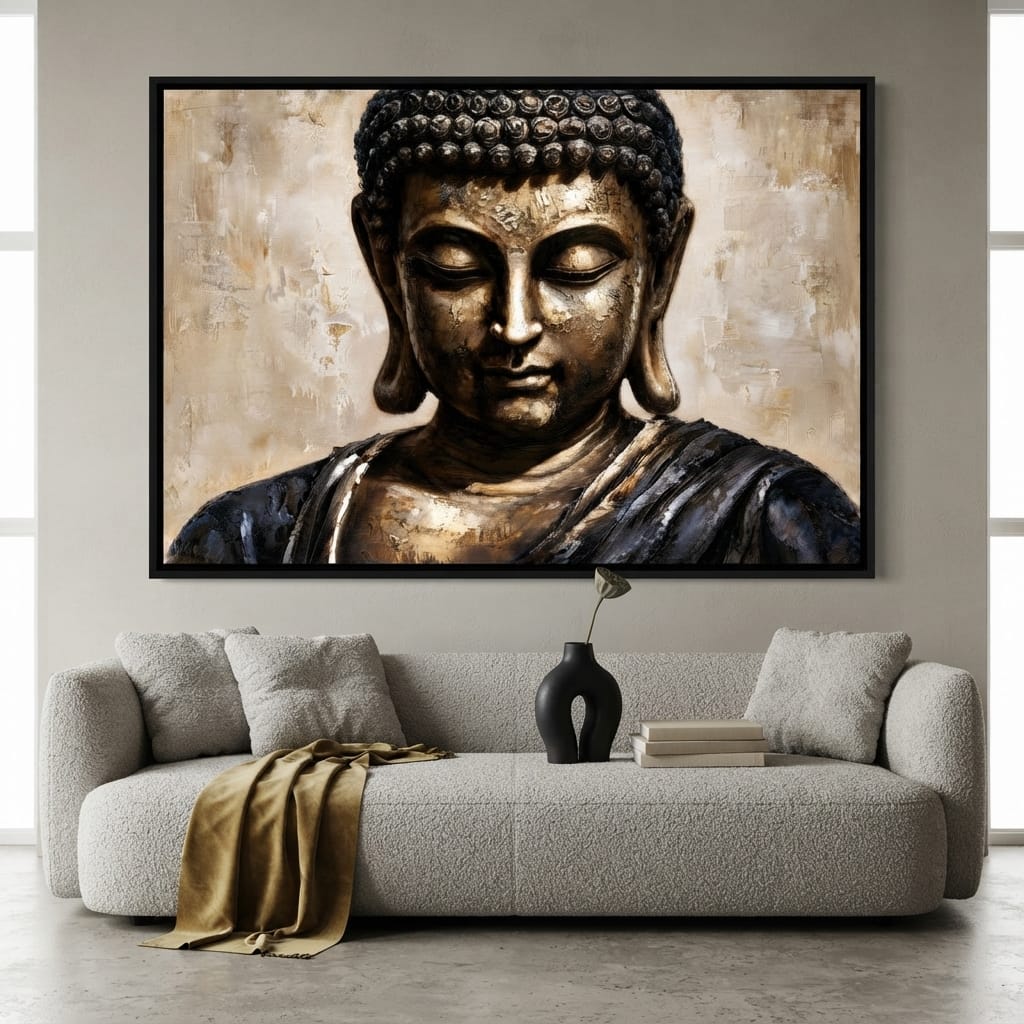 Golden Stillness Of Inner Reflection Canvas Wall Art