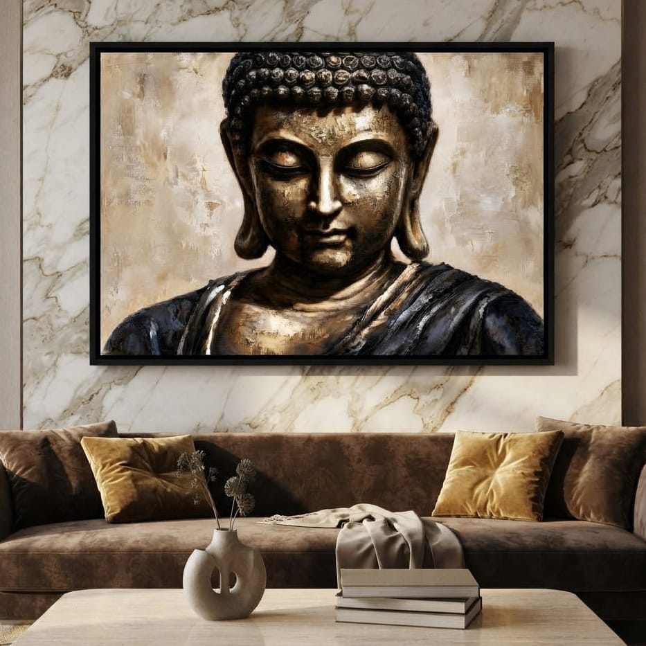 Golden Stillness Of Inner Reflection Canvas Wall Art