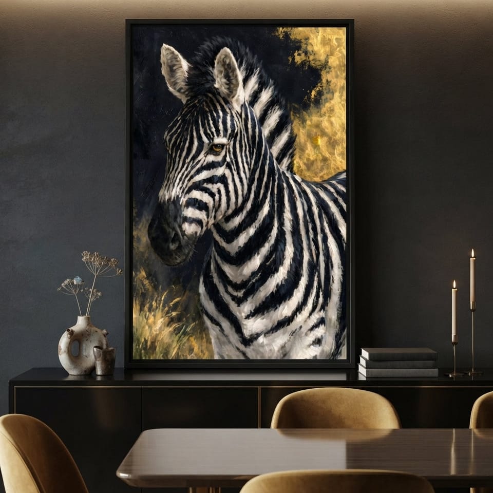 Golden Stripes of the Midnight Plains Canvas Wall Art