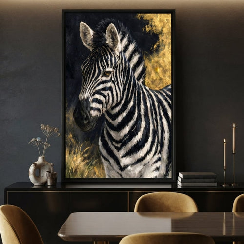 Golden Stripes of the Midnight Plains Canvas Wall Art