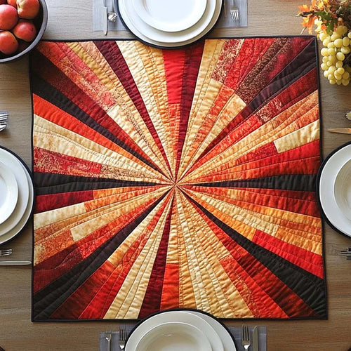 Golden Summit Rays Quilted Table Topper