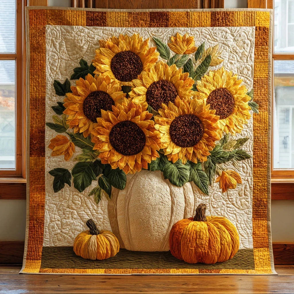 Golden Sunflower Quilt Blanket