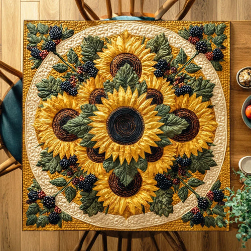Golden Sunflower Glow Quilted Table Topper