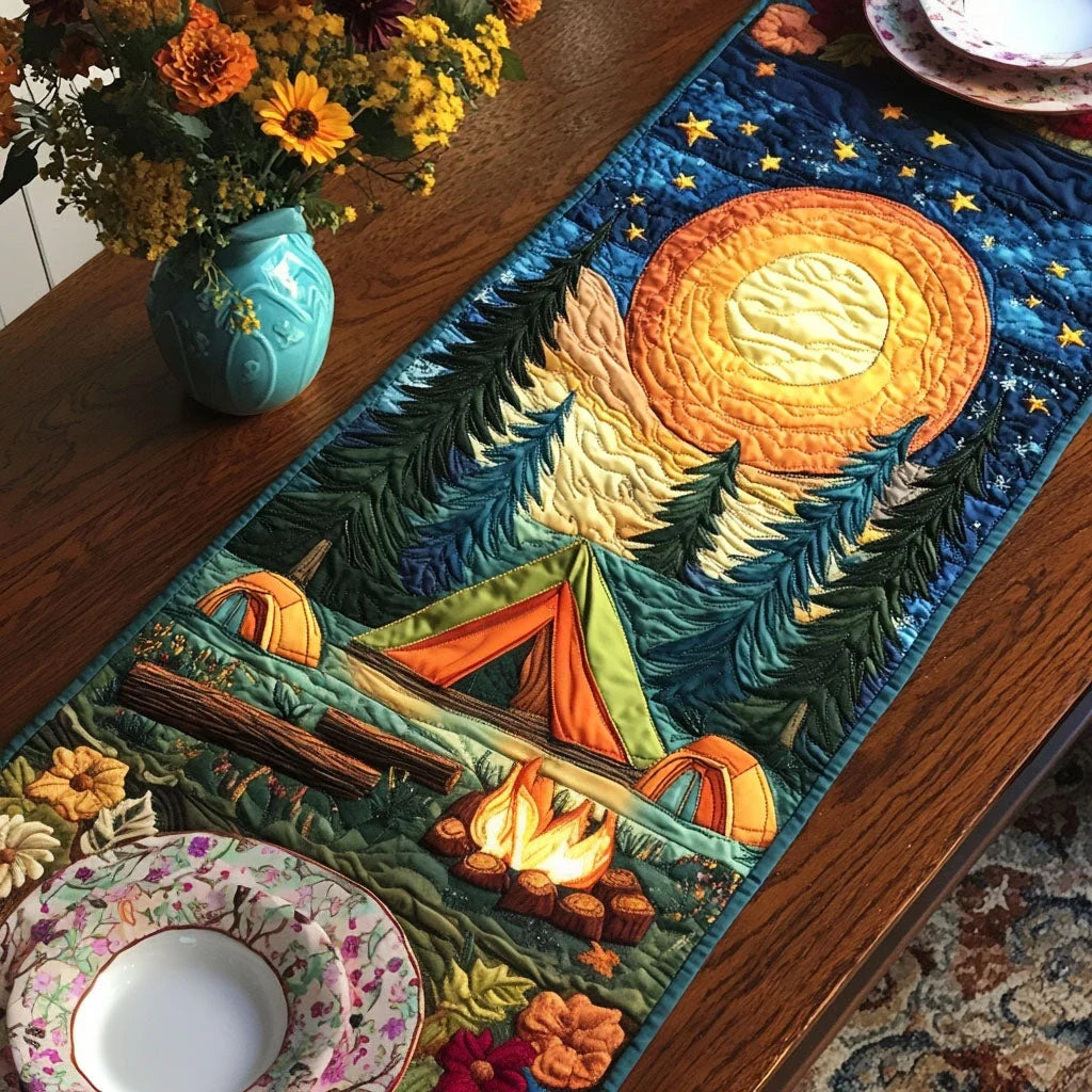 Golden Sunset Camp Quilted Table Runner