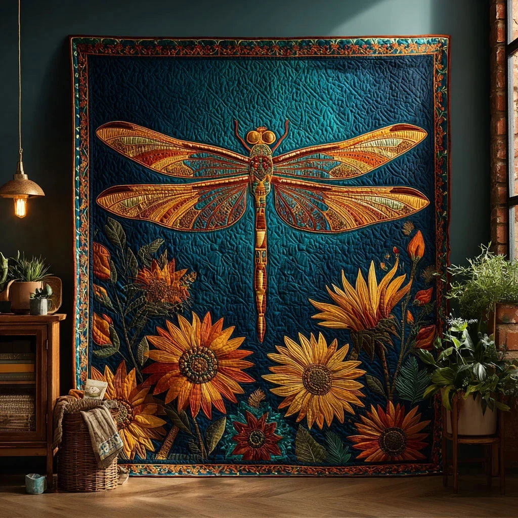 Golden Tranquility Quilt Blanket