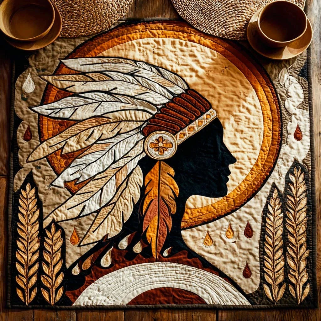Golden Tribe Spirit Quilted Table Topper