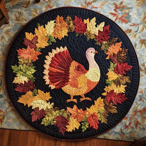 Golden Turkey Quilted Round Mat
