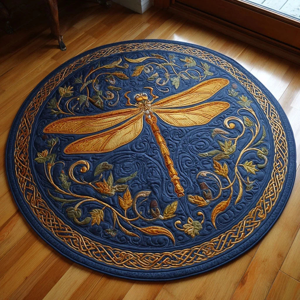 Golden Twilight Quilted Round Mat