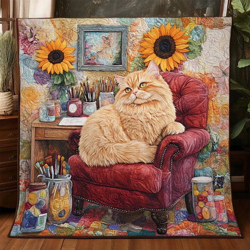 Golden Whiskers Lounge Quilt Blanket