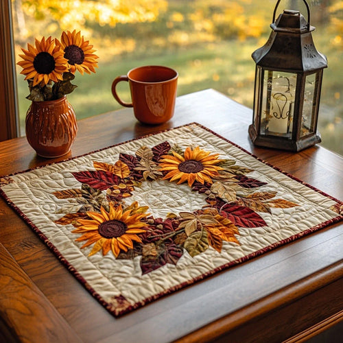 Golden Whisper Quilted Table Topper