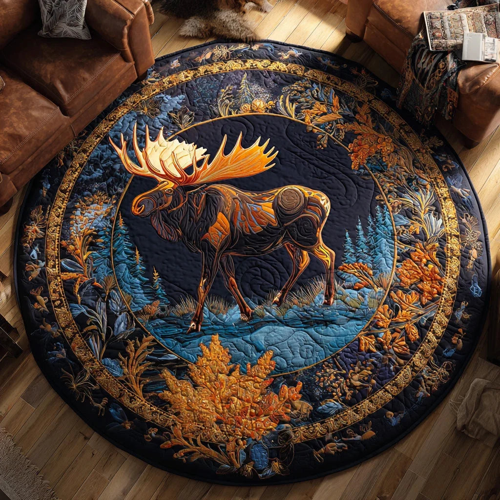Golden Wilderness Quilted Round Mat