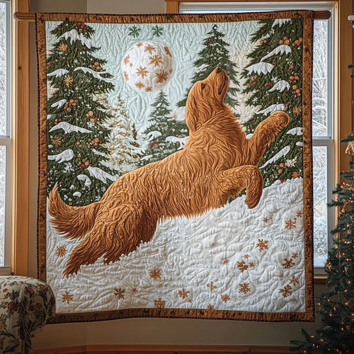 Golden's Winter Playtime Quilt Blanket