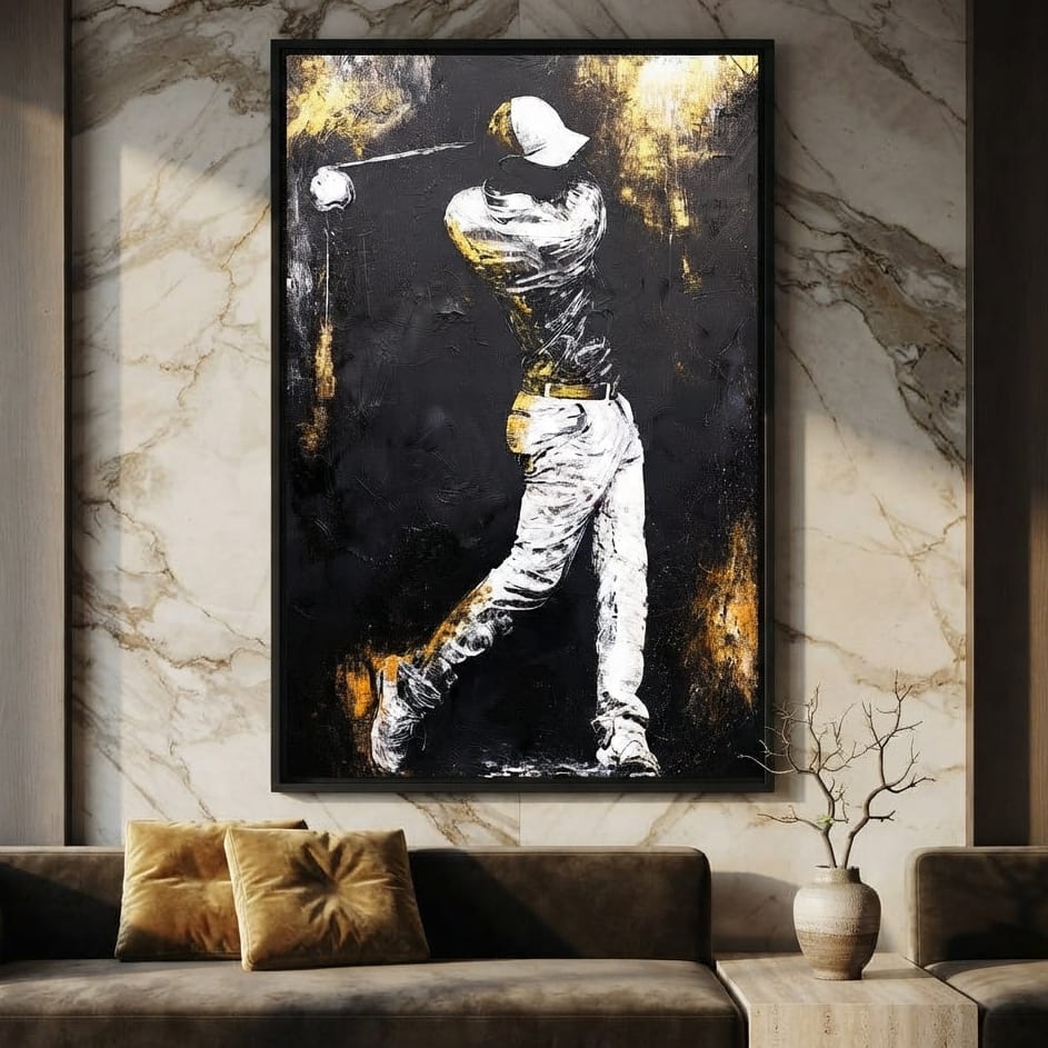 Golf Profile in Black Canvas Wall Art