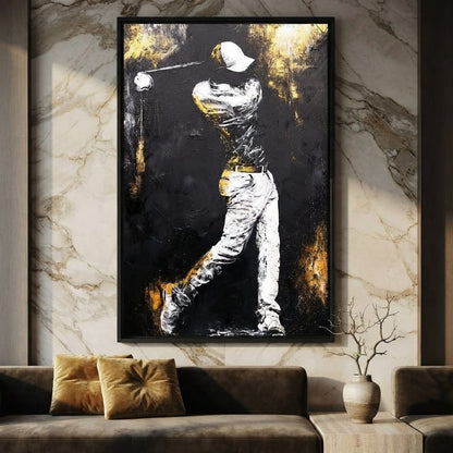 Golf Profile in Black Canvas Wall Art
