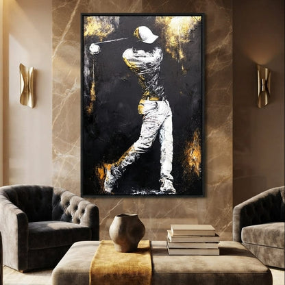 Golf Profile in Black Canvas Wall Art