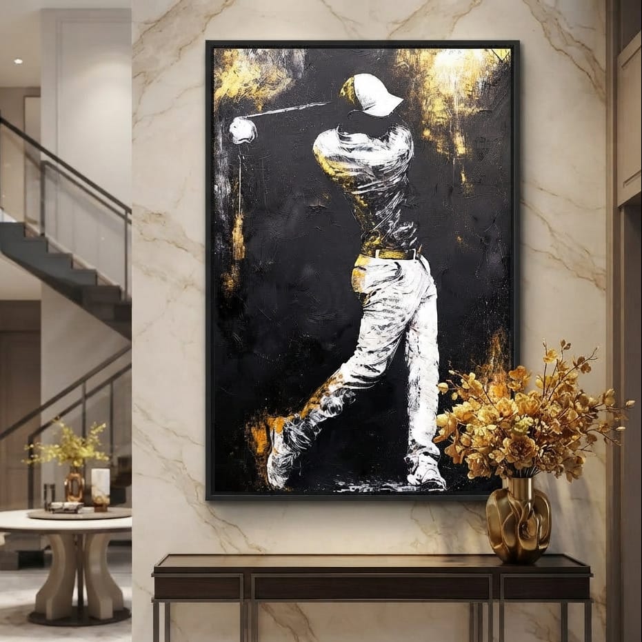 Golf Profile in Black Canvas Wall Art