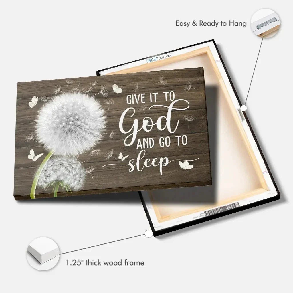 dandelion give it to god and go to sleep christian wall art canvas (Landscape) (view 5)
