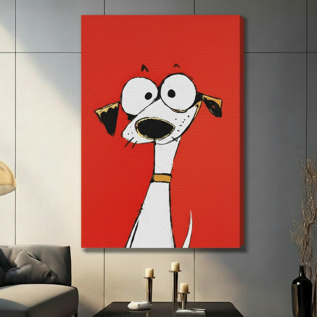 Big Eyes Cartoon Dog Pop Art Canvas Wall Art