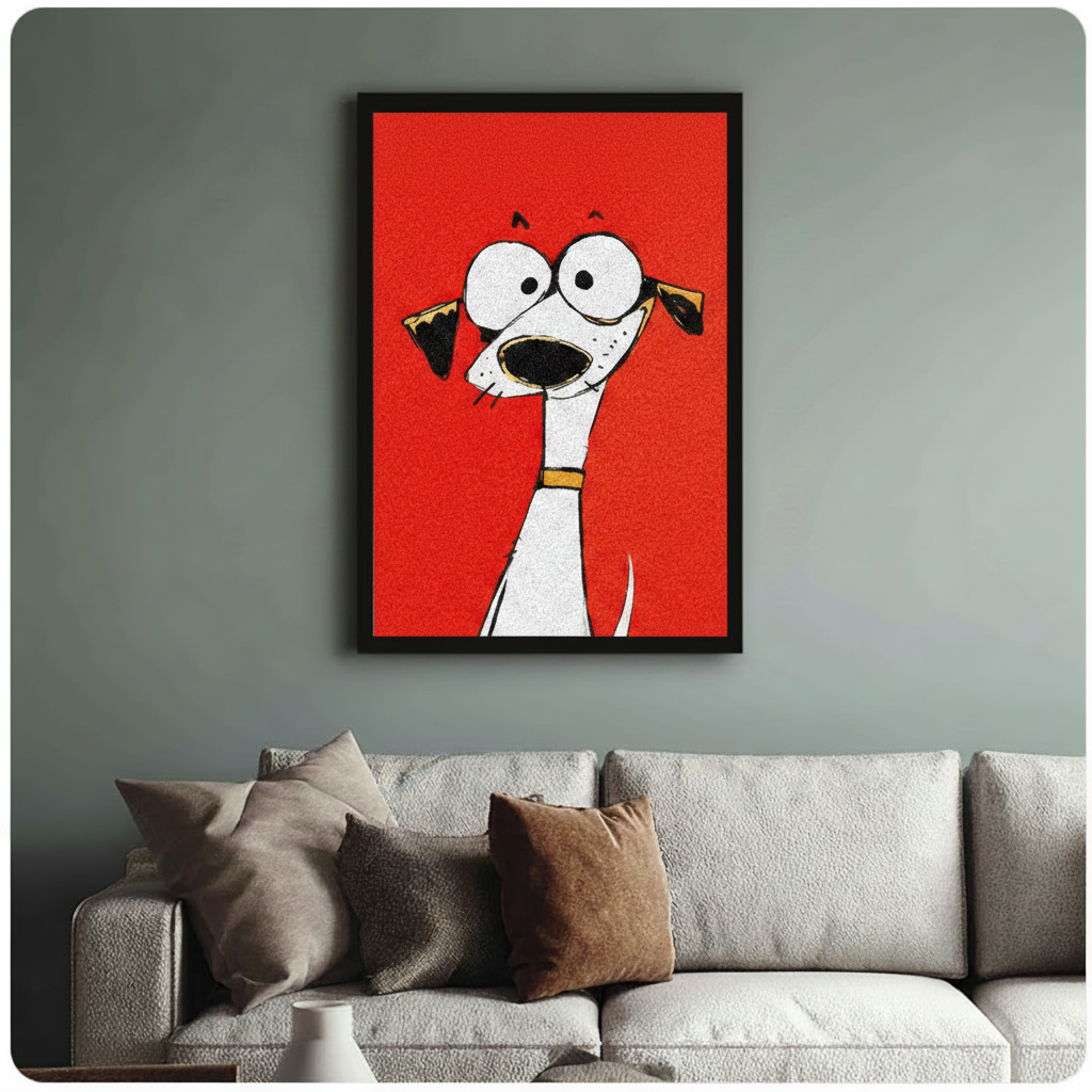 Big Eyes Cartoon Dog Pop Art Canvas Wall Art