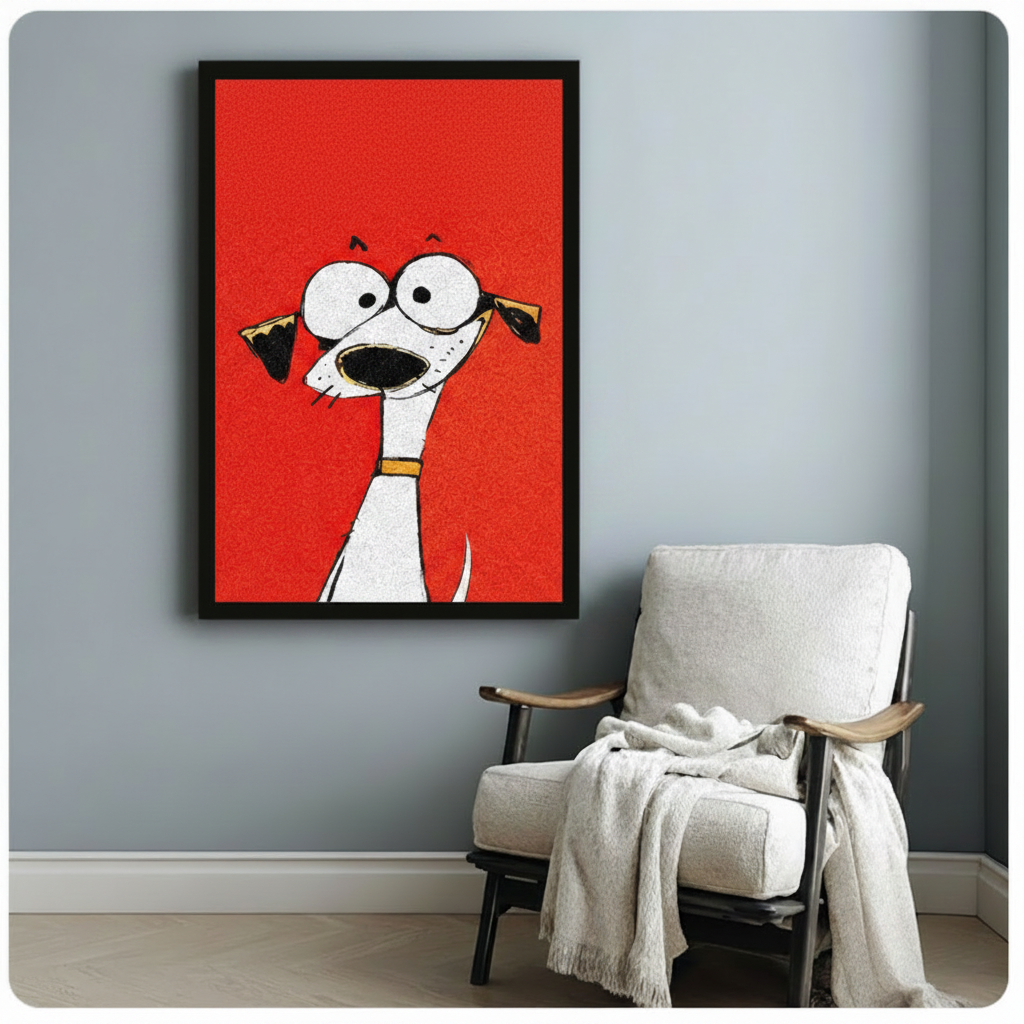 Big Eyes Cartoon Dog Pop Art Canvas Wall Art