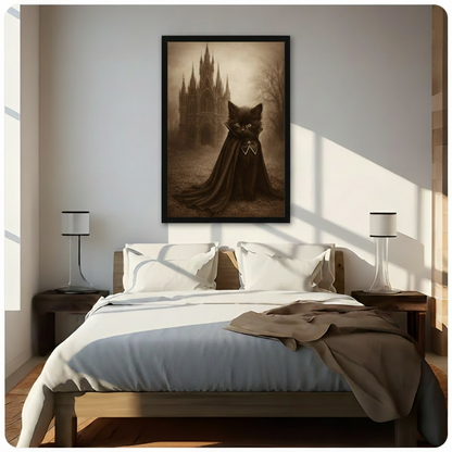 Gothic Black Cat Cape Canvas Wall Art