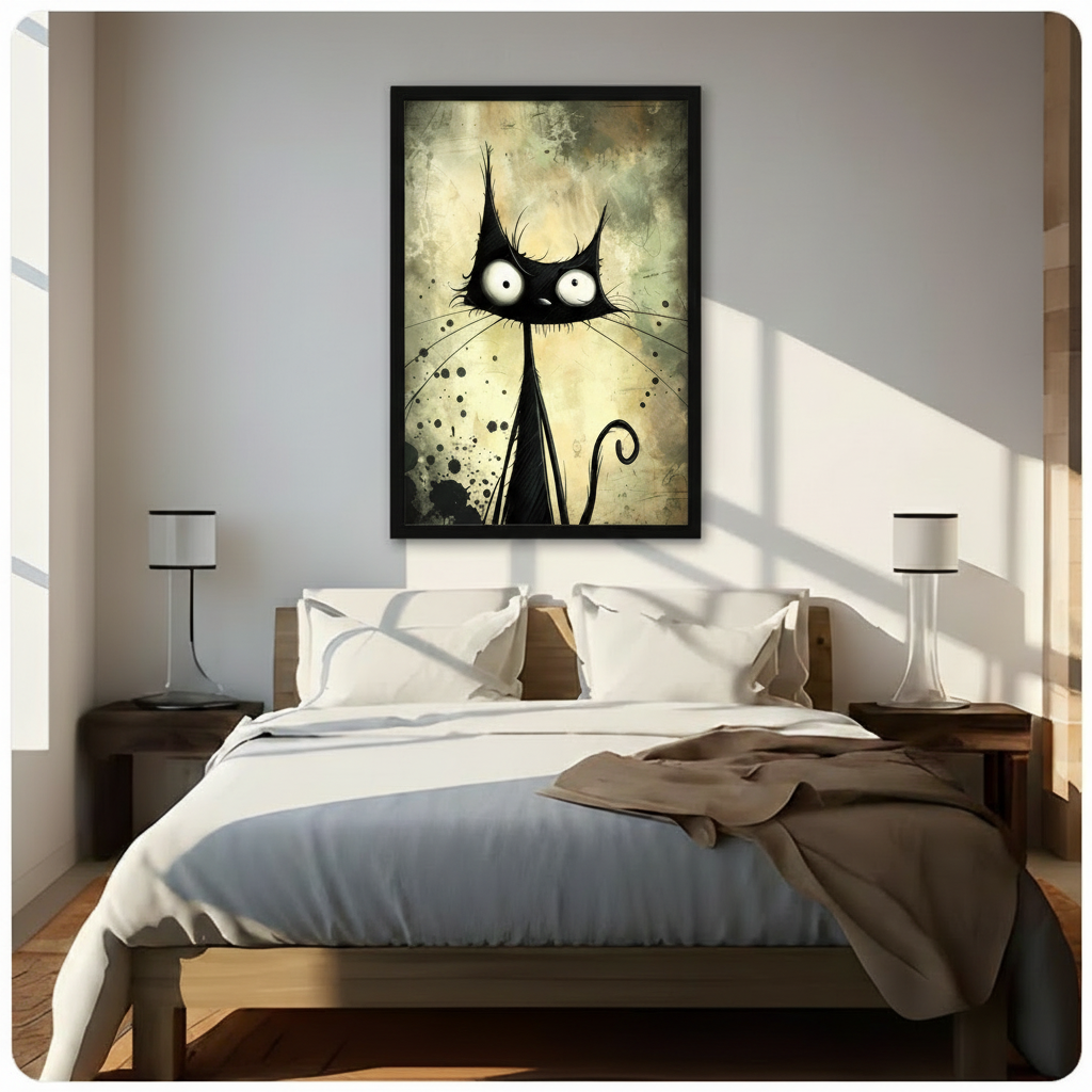 Gothic Black Cat Dark Fantasy Canvas Art Wall Art