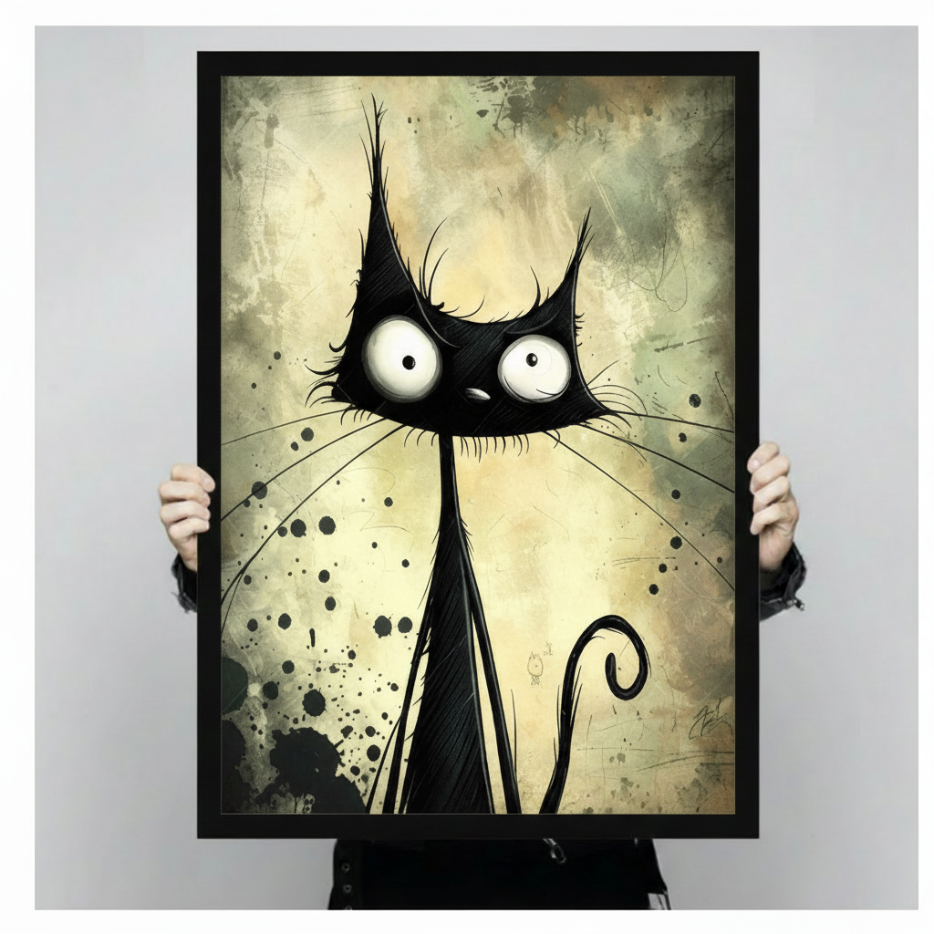 Gothic Black Cat Dark Fantasy Canvas Art Wall Art