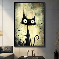 Gothic Black Cat Dark Fantasy Canvas Art Wall Art
