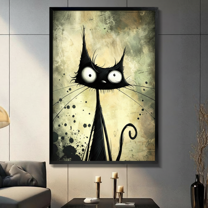 Gothic Black Cat Dark Fantasy Canvas Art Wall Art