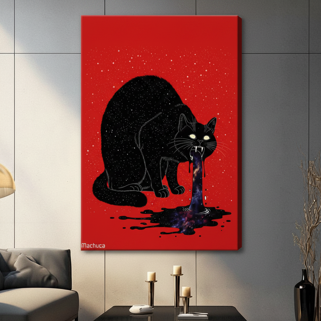 Cosmic Black Cat Galaxy Pop Art Canvas Wall Art