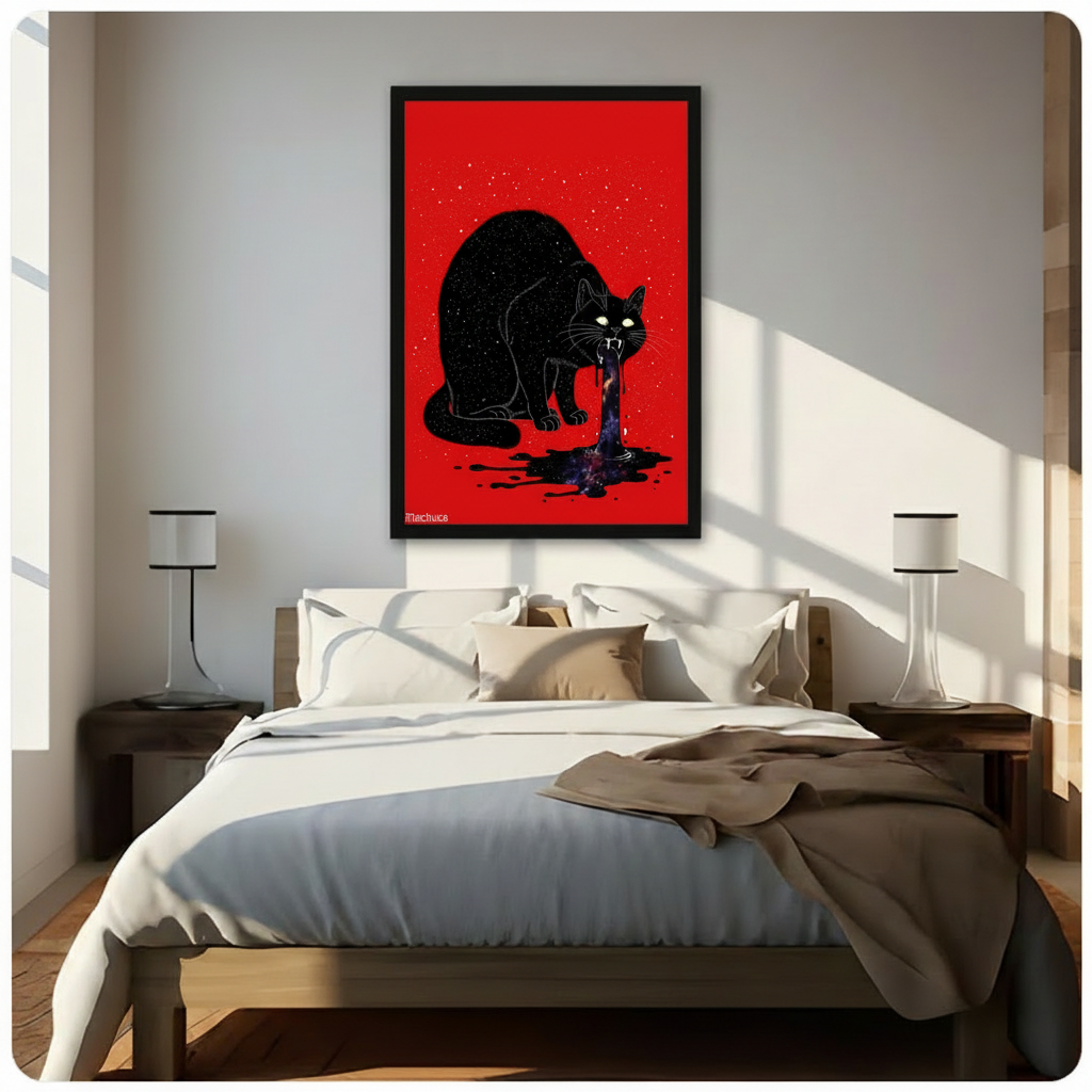 Cosmic Black Cat Galaxy Pop Art Canvas Wall Art