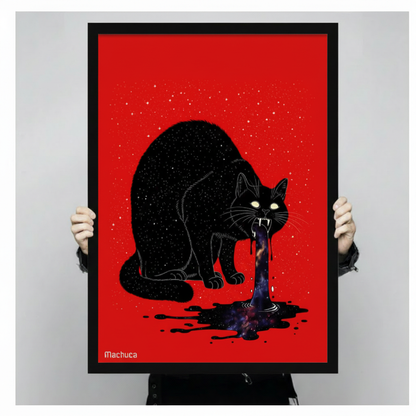 Cosmic Black Cat Galaxy Pop Art Canvas Wall Art
