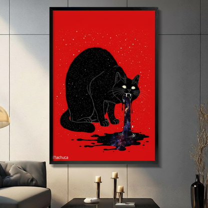 Cosmic Black Cat Galaxy Pop Art Canvas Wall Art