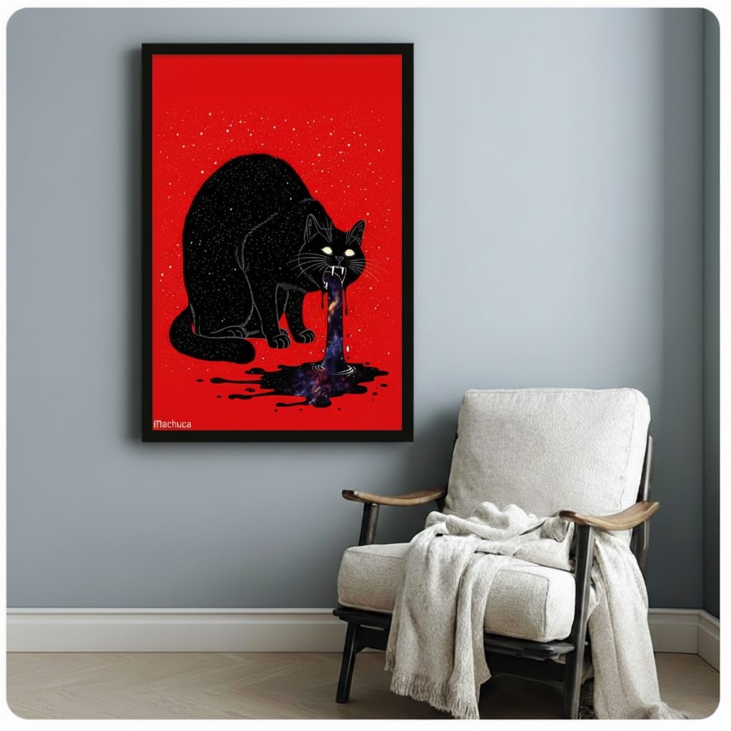 Cosmic Black Cat Galaxy Pop Art Canvas Wall Art