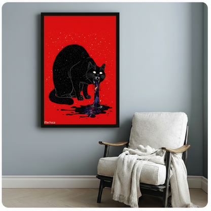 Cosmic Black Cat Galaxy Pop Art Canvas Wall Art