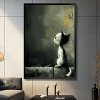 Dark Whimsy Lonely Cat Canvas Wall Art