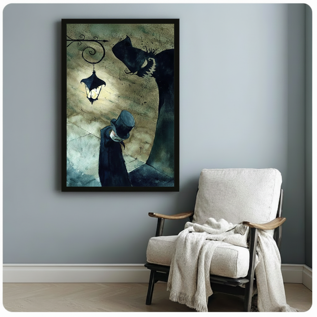 Gothic Victorian Lantern Figure Canvas Art Wall Art